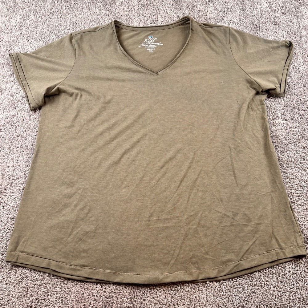 Kuhl Shirt Womens 2XL Olive Juniper Tee V-neck UPF T-shirt